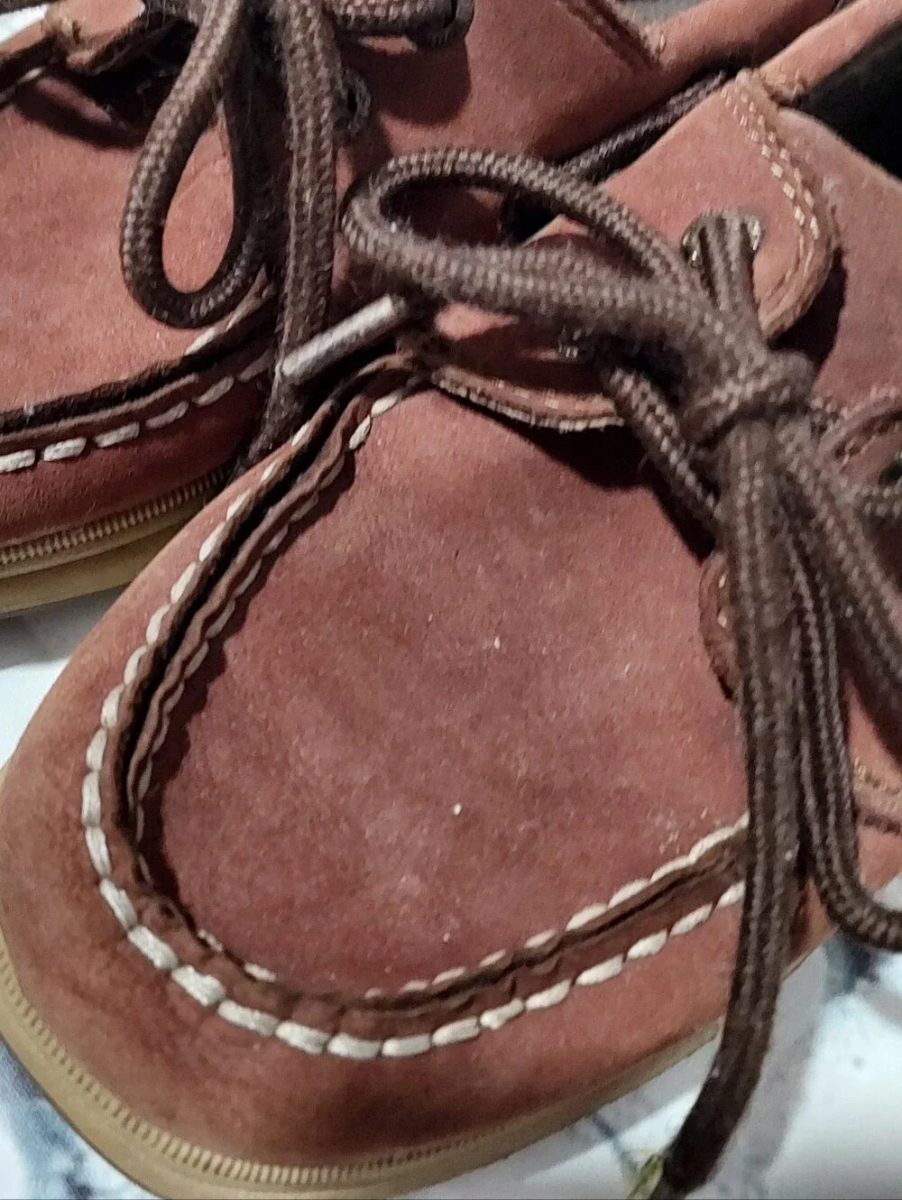 Sperry dark brown boat shoes slip on boys size 1